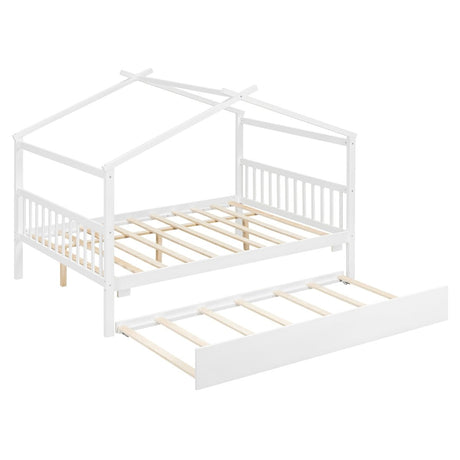 Full Size Solid Wood House Bed With Twin Trundle - Dreamtide - Sleep Galleria