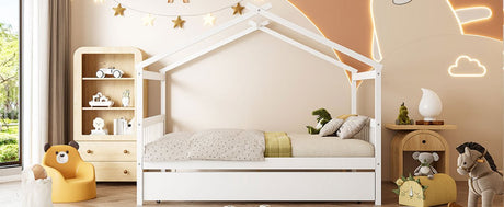 Full Size Solid Wood House Bed With Twin Trundle - Dreamtide - Sleep Galleria
