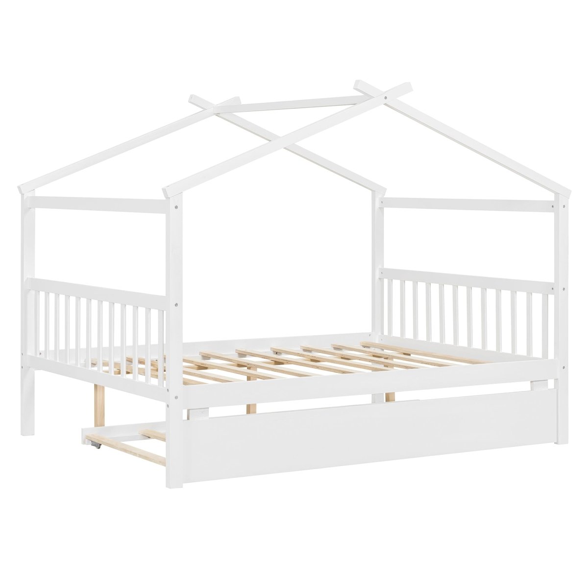 Full Size Solid Wood House Bed With Twin Trundle - Dreamtide - Sleep Galleria