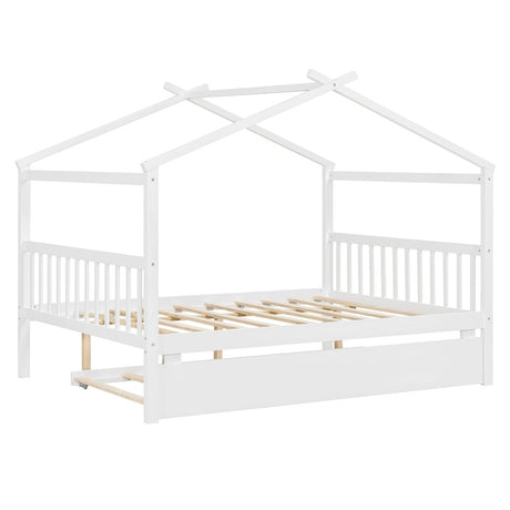 Full Size Solid Wood House Bed With Twin Trundle - Dreamtide - Sleep Galleria