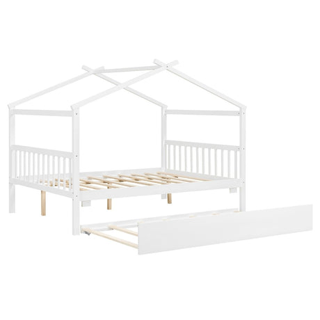 Full Size Solid Wood House Bed With Twin Trundle - Dreamtide - Sleep Galleria