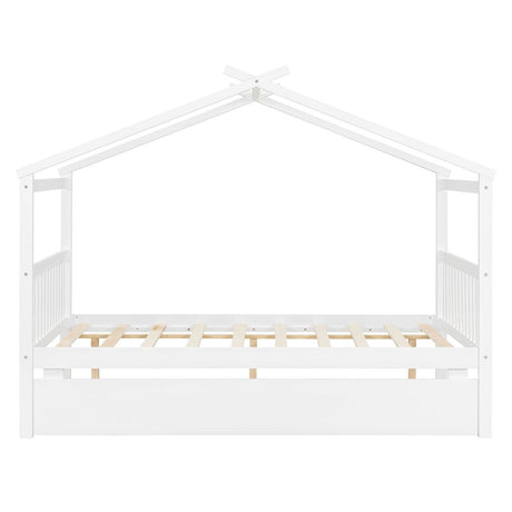 Full Size Solid Wood House Bed With Twin Trundle - Dreamtide - Sleep Galleria