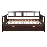Full Solid Wood Espresso Daybed With Twin Trundle - Sleep Galleria
