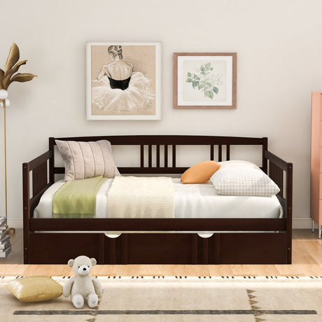 Full Solid Wood Espresso Daybed With Twin Trundle - Dreamtide - Sleep Galleria