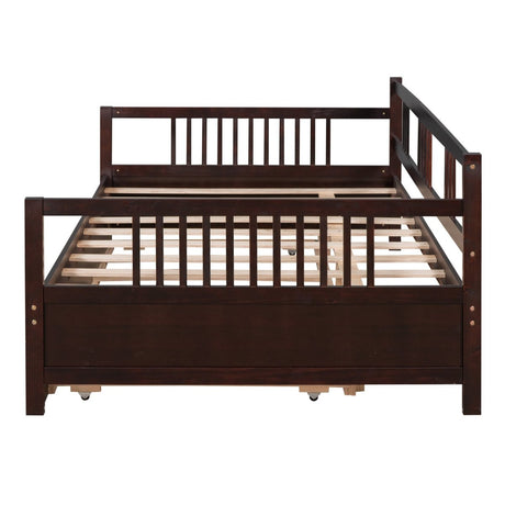 Full Solid Wood Espresso Daybed With Twin Trundle - Dreamtide - Sleep Galleria