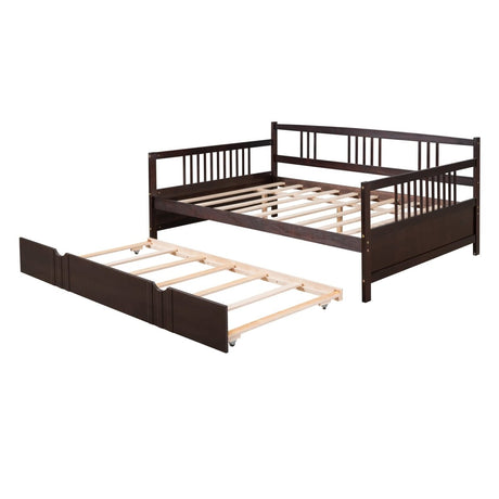 Full Solid Wood Espresso Daybed With Twin Trundle - Dreamtide - Sleep Galleria