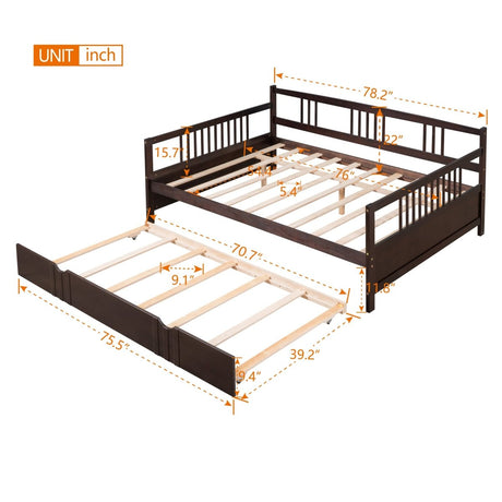 Full Solid Wood Espresso Daybed With Twin Trundle - Dreamtide - Sleep Galleria