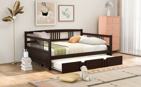 Full Solid Wood Espresso Daybed With Twin Trundle - Dreamtide - Sleep Galleria
