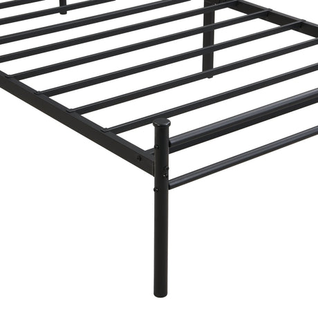 Metal Twin Size Bed Frame With Wood Panel Headboard - Dreamtide - Sleep Galleria