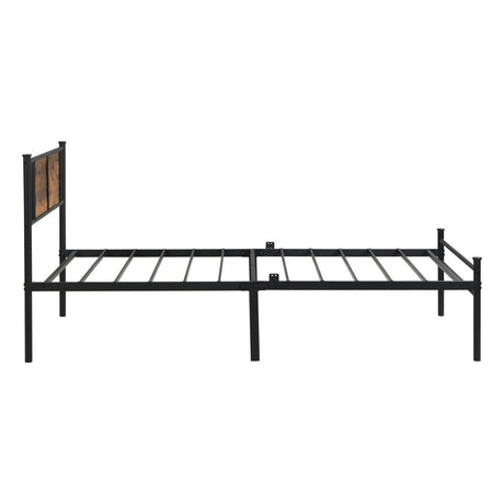 Metal Twin Size Bed Frame With Wood Panel Headboard - Dreamtide - Sleep Galleria