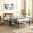 Metal Twin Size Bed Frame With Wood Panel Headboard - Dreamtide - Sleep Galleria
