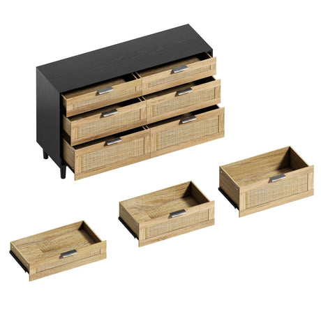 Modern Natural Rattan 6 - Drawer MDF Dresser - Dreamtide - Sleep Galleria