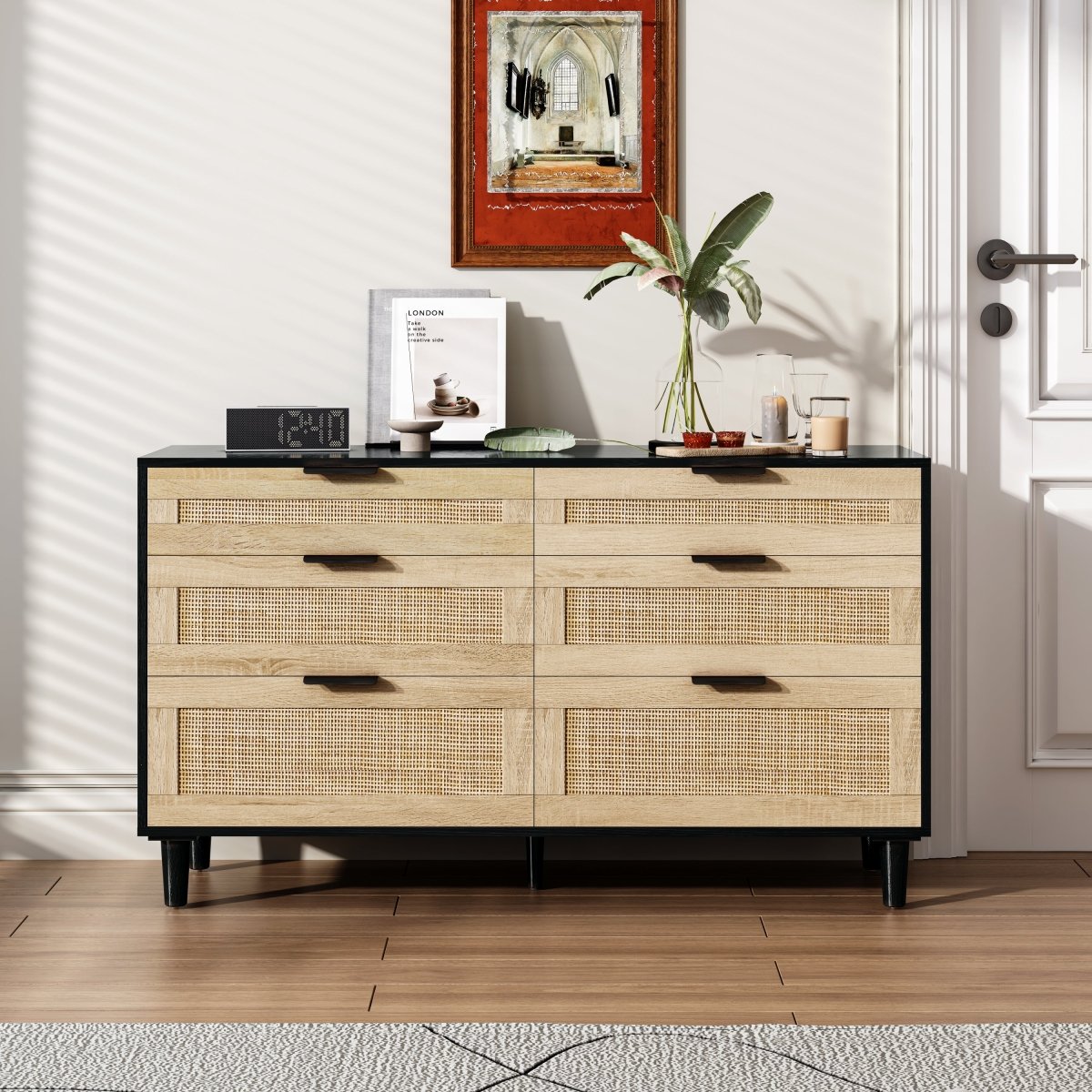 Modern Natural Rattan 6 - Drawer MDF Dresser - Dreamtide - Sleep Galleria