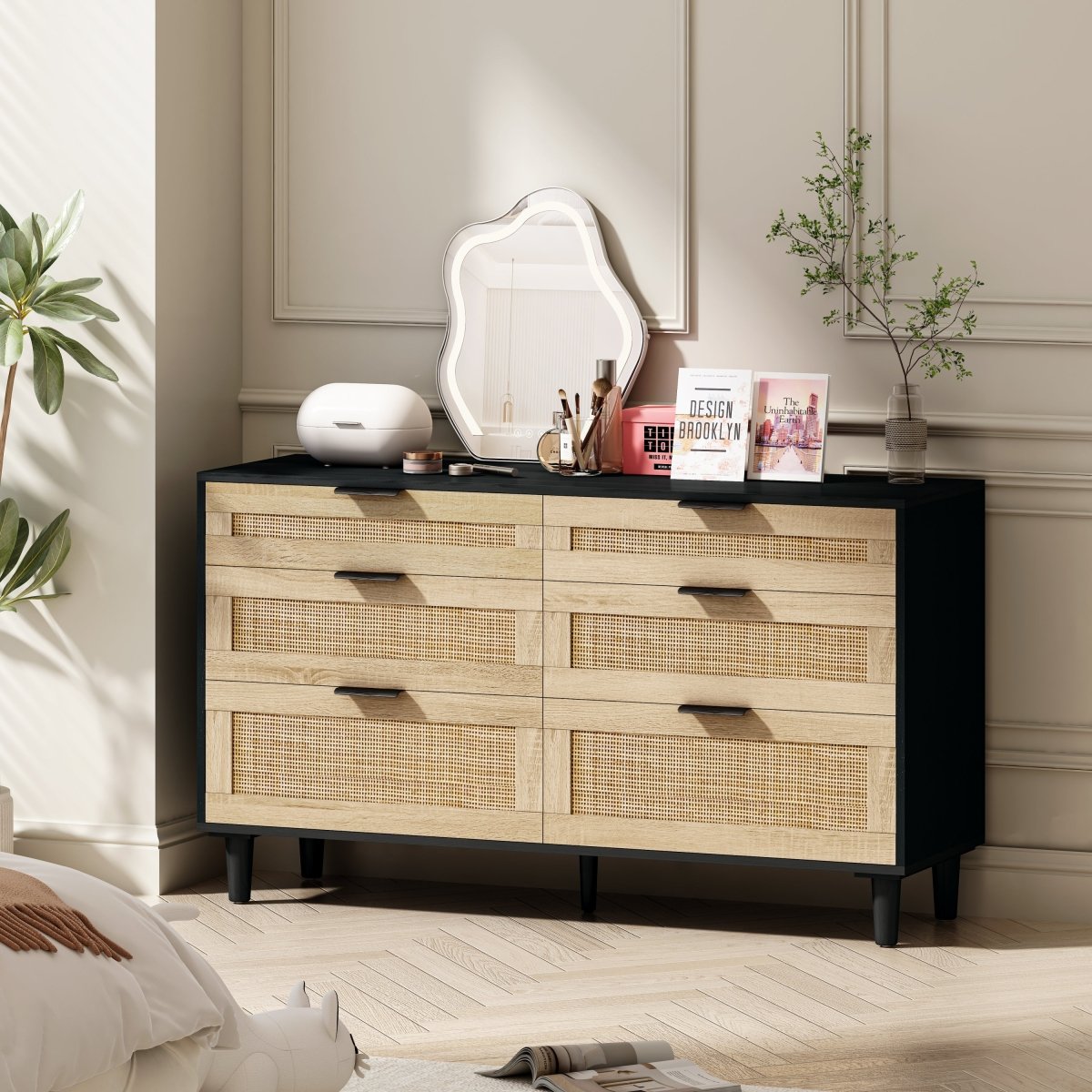 Modern Natural Rattan 6 - Drawer MDF Dresser - Dreamtide - Sleep Galleria