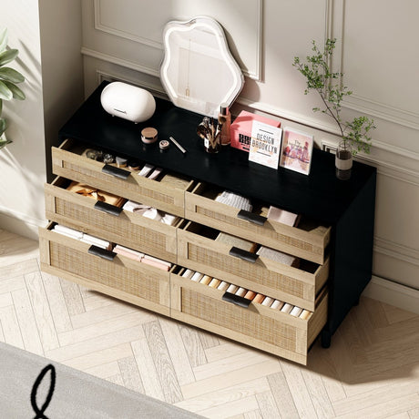 Modern Natural Rattan 6 - Drawer MDF Dresser - Dreamtide - Sleep Galleria
