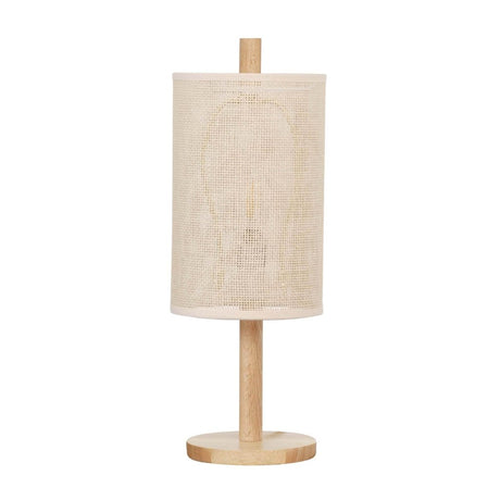 Modern Oak Wood Table Lamp With Paper Rattan Shade - Dreamtide - Sleep Galleria
