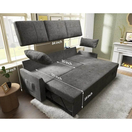 Modern Sleeper Sofa Bed With Storage Chaise - Dreamtide - Sleep Galleria