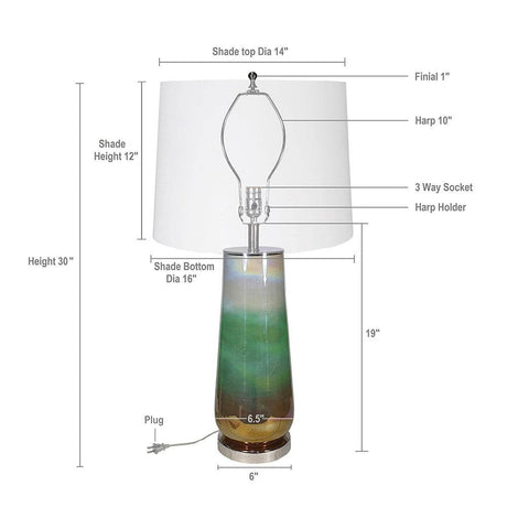 Multicolor Glass Round Plug-In Table Lamp - Sleep Galleria