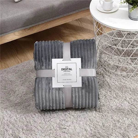 Soft Warm Striped Coral Fleece Blanket - Dreamtide - Sleep Galleria