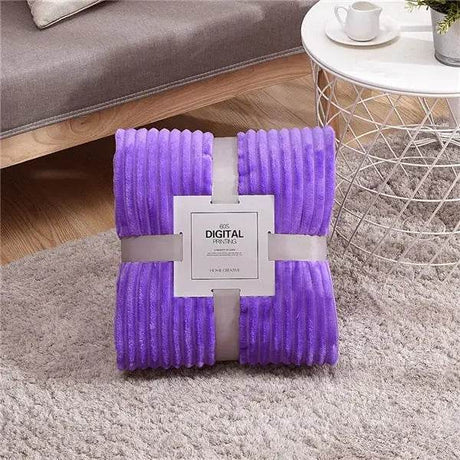 Soft Warm Striped Coral Fleece Blanket - Dreamtide - Sleep Galleria