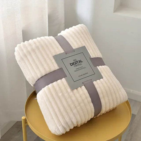 Soft Warm Striped Coral Fleece Blanket - Dreamtide - Sleep Galleria