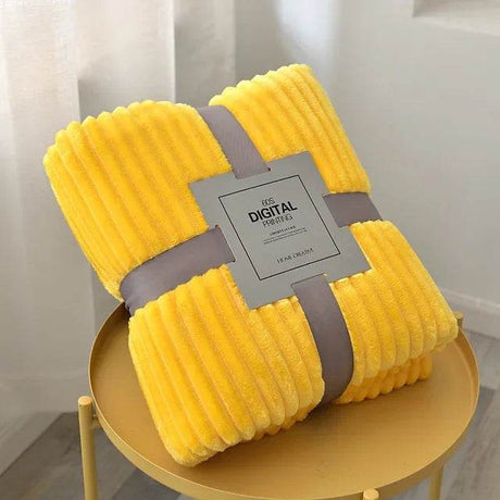 Soft Warm Striped Coral Fleece Blanket - Dreamtide - Sleep Galleria