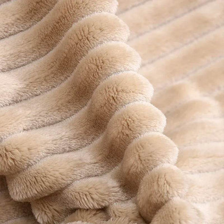 Soft Warm Striped Coral Fleece Blanket - Dreamtide - Sleep Galleria