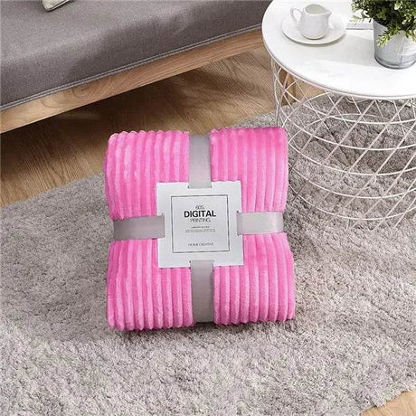 Soft Warm Striped Coral Fleece Blanket - Dreamtide - Sleep Galleria