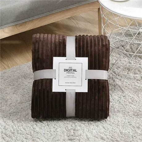 Soft Warm Striped Coral Fleece Blanket - Dreamtide - Sleep Galleria