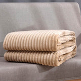 Soft Warm Striped Coral Fleece Blanket - Dreamtide - Sleep Galleria