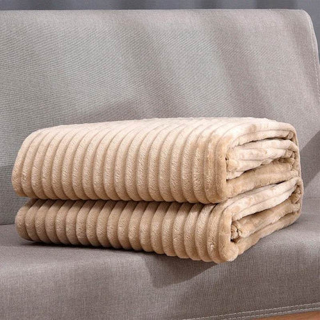Soft Warm Striped Coral Fleece Blanket - Dreamtide - Sleep Galleria