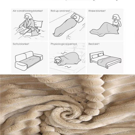 Soft Warm Striped Coral Fleece Blanket - Dreamtide - Sleep Galleria