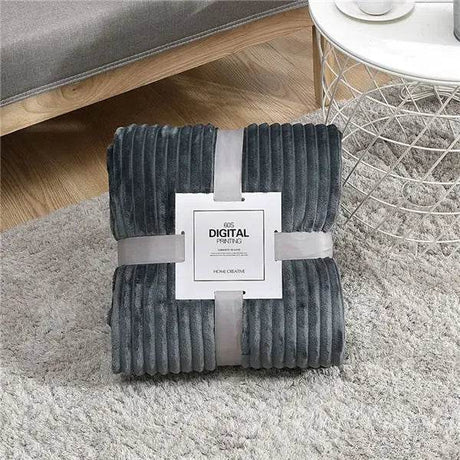 Soft Warm Striped Coral Fleece Blanket - Dreamtide - Sleep Galleria