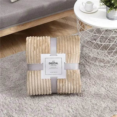 Soft Warm Striped Coral Fleece Blanket - Dreamtide - Sleep Galleria