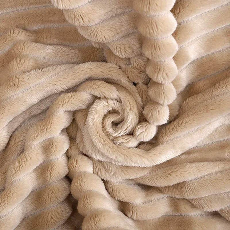 Soft Warm Striped Coral Fleece Blanket - Dreamtide - Sleep Galleria