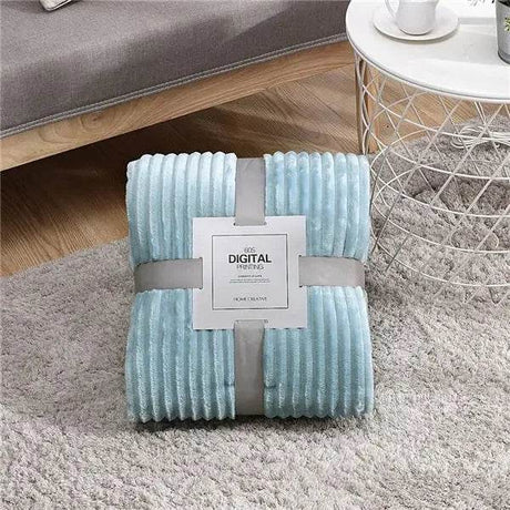Soft Warm Striped Coral Fleece Blanket - Dreamtide - Sleep Galleria