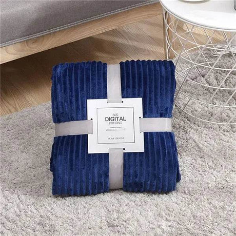 Soft Warm Striped Coral Fleece Blanket - Dreamtide - Sleep Galleria