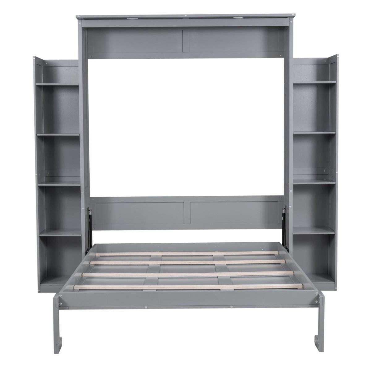 Space-Saving Queen Murphy Bed With Shelves And LED Lights - Sleep Galleria
