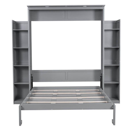 Space-Saving Queen Murphy Bed With Shelves And LED Lights - Sleep Galleria