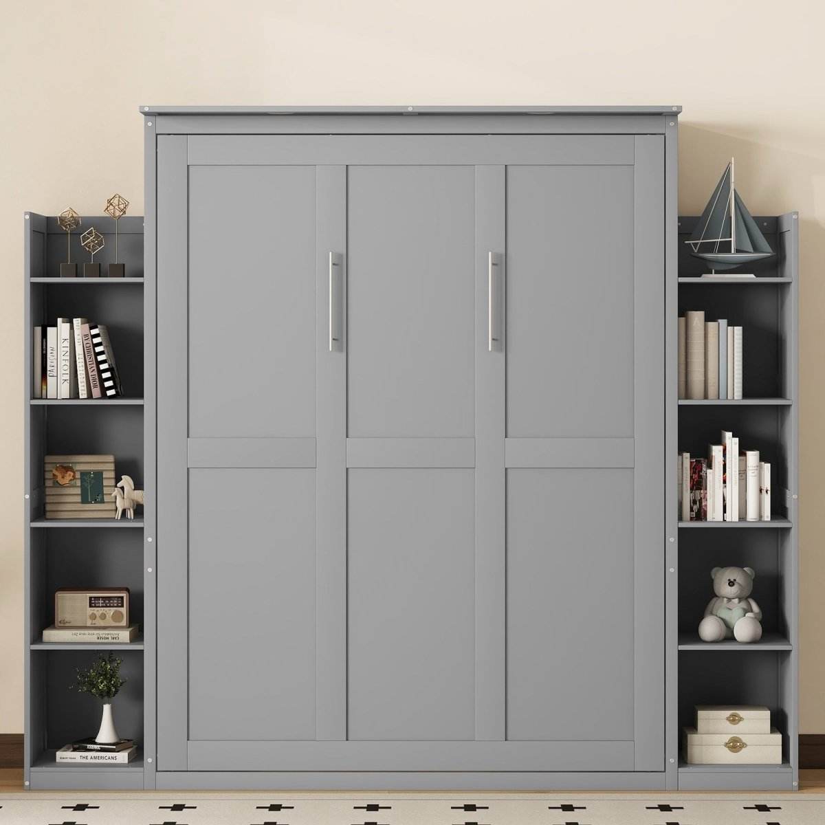 Space-Saving Queen Murphy Bed With Shelves And LED Lights - Sleep Galleria