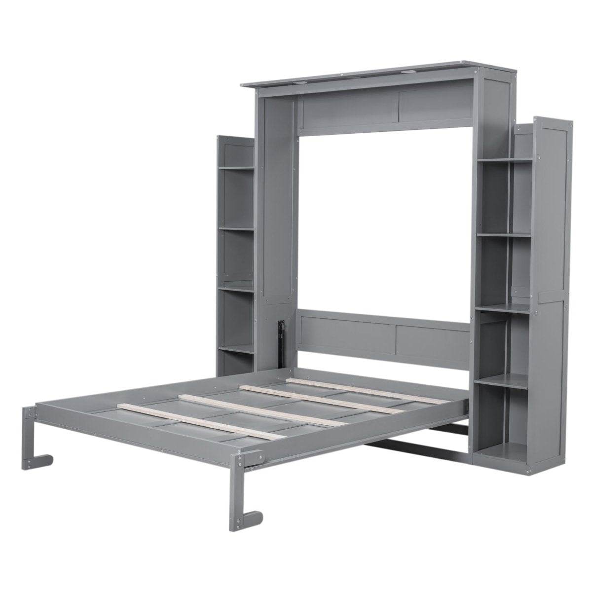 Space-Saving Queen Murphy Bed With Shelves And LED Lights - Sleep Galleria