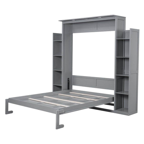 Space-Saving Queen Murphy Bed With Shelves And LED Lights - Sleep Galleria