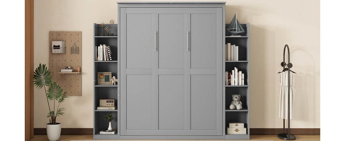Space-Saving Queen Murphy Bed With Shelves And LED Lights - Sleep Galleria