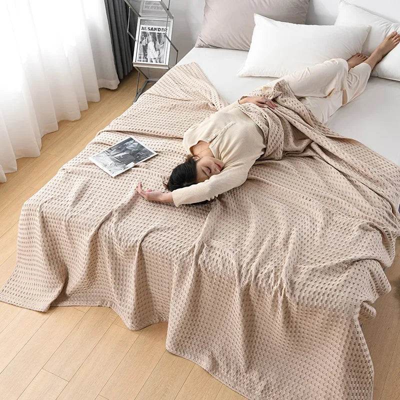 100% Cotton Summer Waffle Knit Breathable Blanket - Sleep Galleria