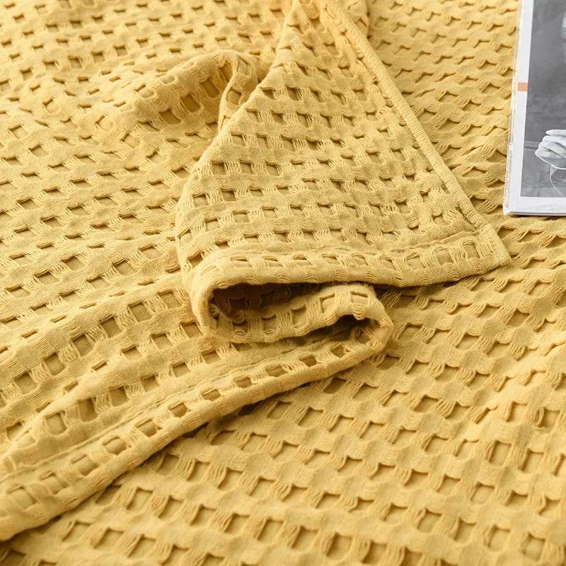 100% Cotton Summer Waffle Knit Breathable Blanket - Sleep Galleria
