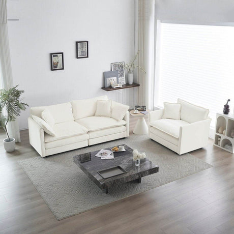 2 - Piece Upholstered Chenille Loveseat And Accent Chair Set - Driftwood - Sleep Galleria