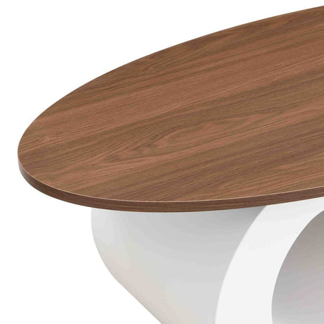 2 - Piece White Oval And Round Nesting Coffee Tables - Driftwood - Sleep Galleria