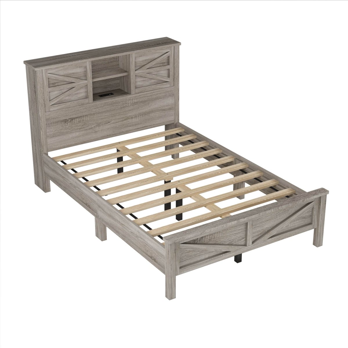 3-Piece Antique Gray Farmhouse Platform Bed Set - Sleep Galleria