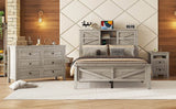 3-Piece Antique Gray Farmhouse Platform Bed Set - Sleep Galleria