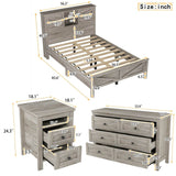 3-Piece Antique Gray Farmhouse Platform Bed Set - Sleep Galleria